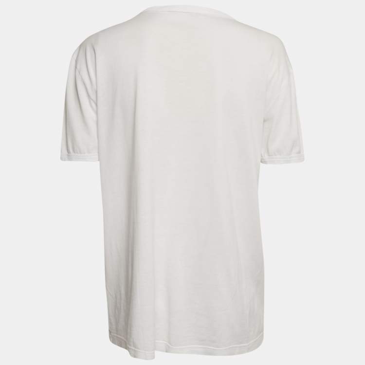 Pre Owned Dolce & Gabbana White Beautiful Life Logo Print Cotton T-Shirt M