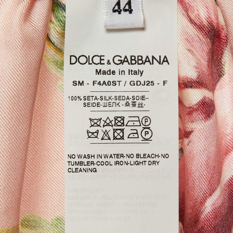 Pre Owned Dolce & Gabbana Pink Floral Printed Silk Mini Skirt M