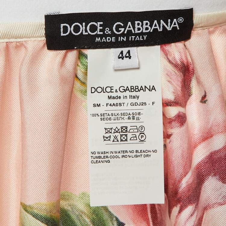 Pre Owned Dolce & Gabbana Pink Floral Printed Silk Mini Skirt M