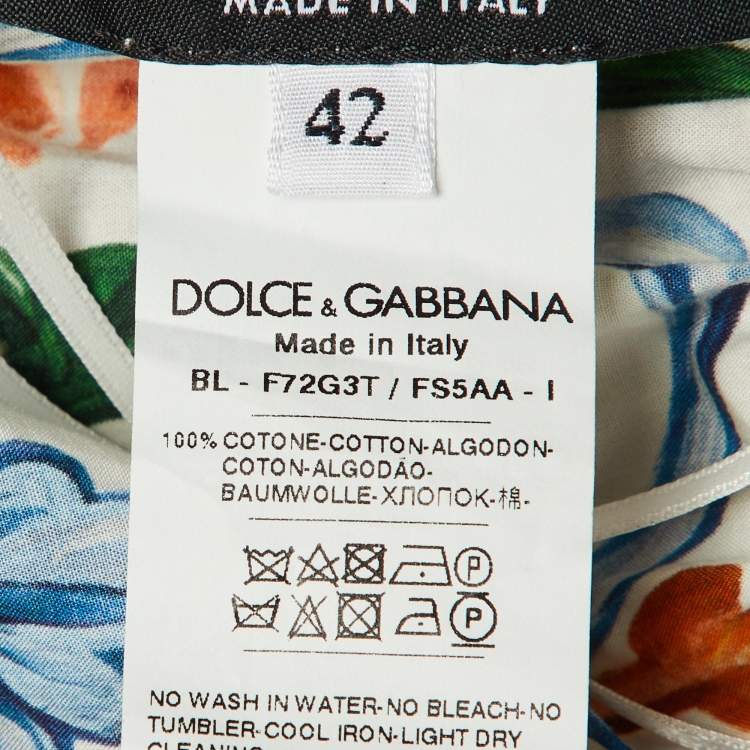 Pre Owned Dolce & Gabbana Blue Majolica Print Cotton Crop Top M