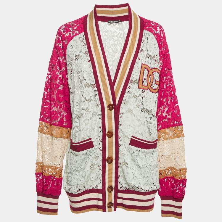 Pre Owned Dolce & Gabbana Multicolor Lace Sheer Oversized  S