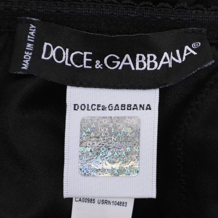 Pre Owned Dolce & Gabbana Black Satin Lace Bodysuit M