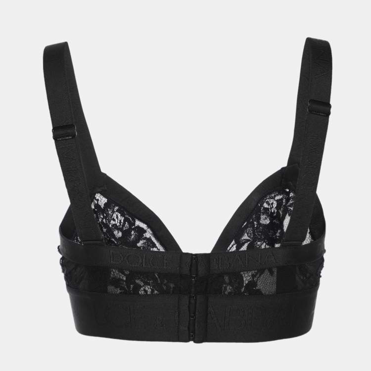 Pre Owned Dolce & Gabbana Black Lace Triangle Crop Top XS