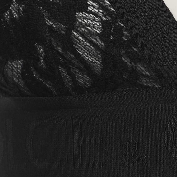 Pre Owned Dolce & Gabbana Black Lace Triangle Crop Top XS