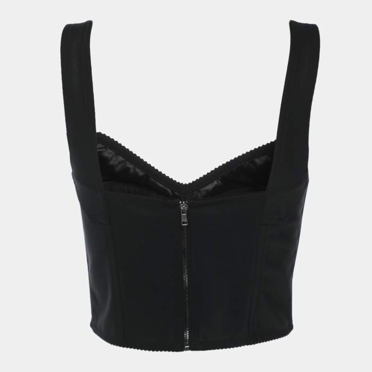 Pre Owned Dolce & Gabbana Black Jersey Lace Crop Tank Top S