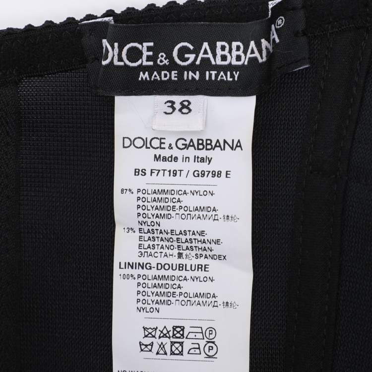 Pre Owned Dolce & Gabbana Black Jersey Lace Crop Tank Top S
