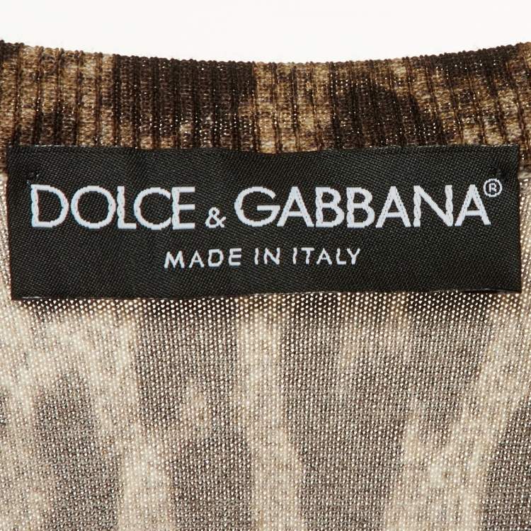 Pre Owned Dolce & Gabbana Brown Leopard Print Wool Sweater XL