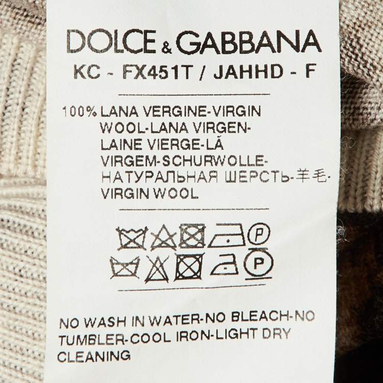 Pre Owned Dolce & Gabbana Brown Leopard Print Wool Knit Cardigan XL