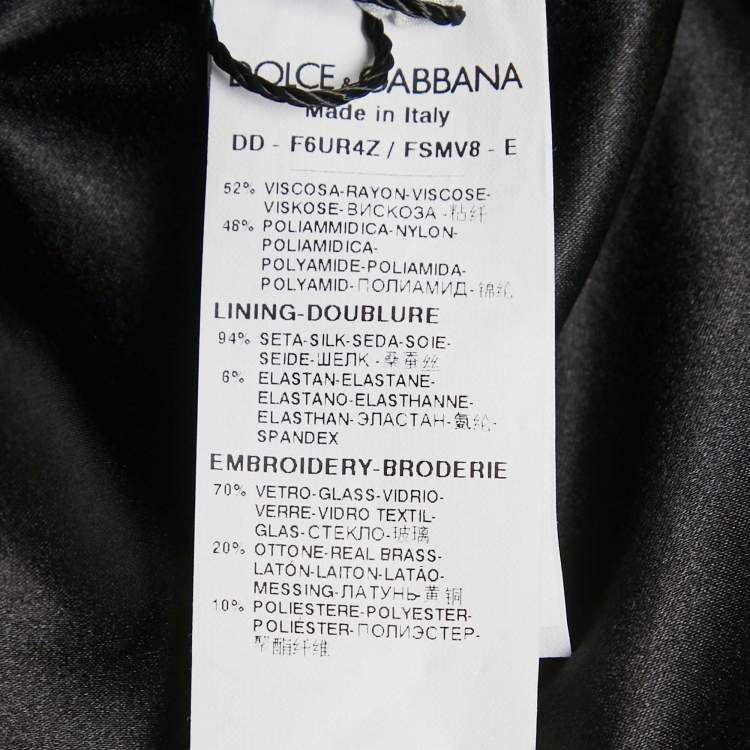 Pre Owned Dolce & Gabbana Black Floral Jacquard Crystal Detail Mini Dress M