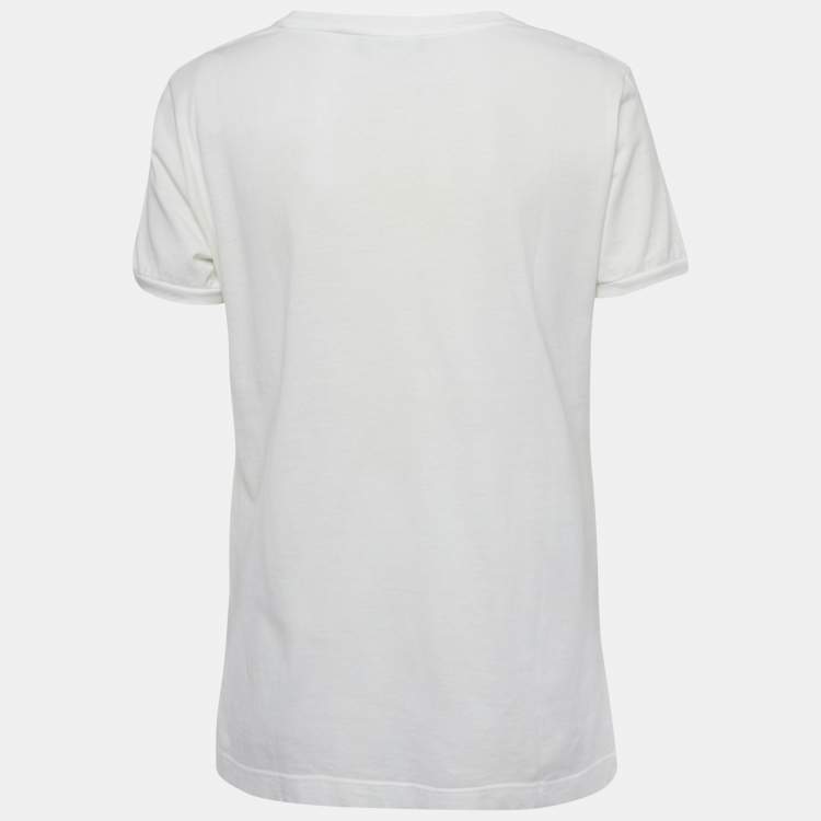 Pre Owned Dolce & Gabbana White Applique Cotton T-Shirt L