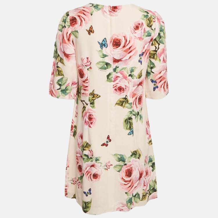 Pre Owned Dolce & Gabbana Pink Floral Print Silk Mini Dress M