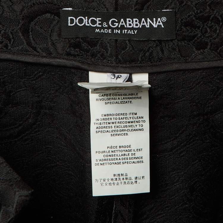 Pre Owned Dolce & Gabbana Black Jacquard Star Studded Culottes S