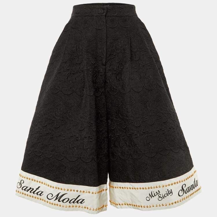 Pre Owned Dolce & Gabbana Black Jacquard Star Studded Culottes S