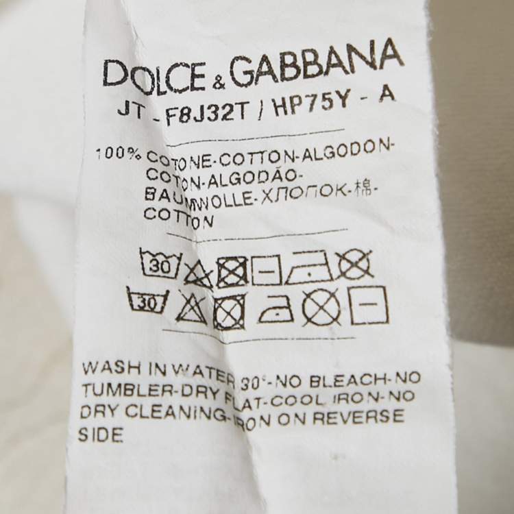 Pre Owned Dolce & Gabbana White Logo Print Cotton Crew Neck T-Shirt S