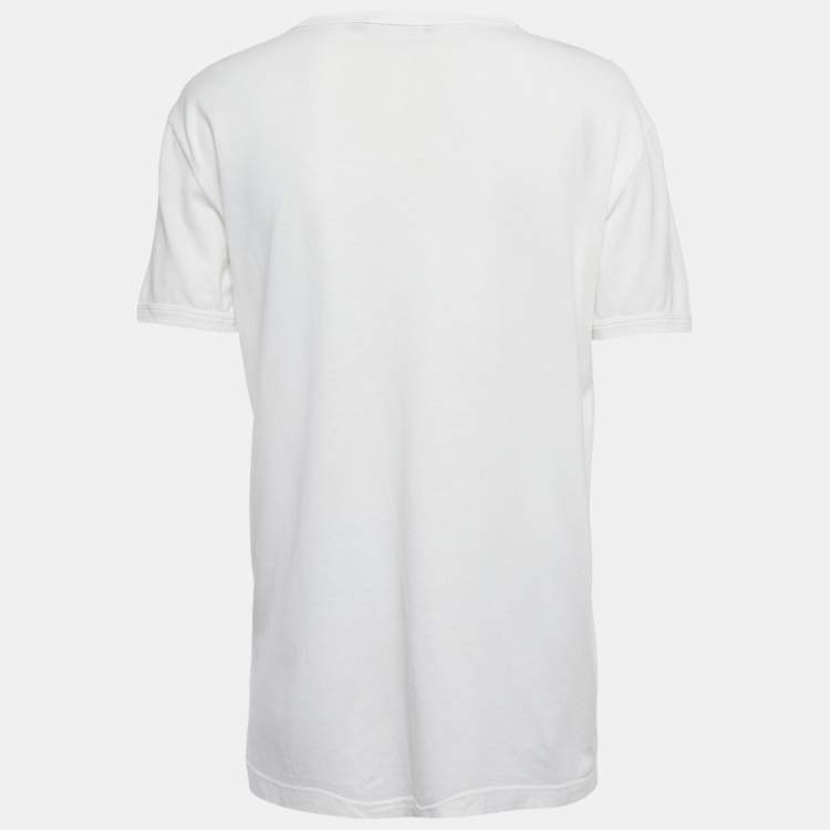Pre Owned Dolce & Gabbana White Logo Print Cotton Crew Neck T-Shirt S