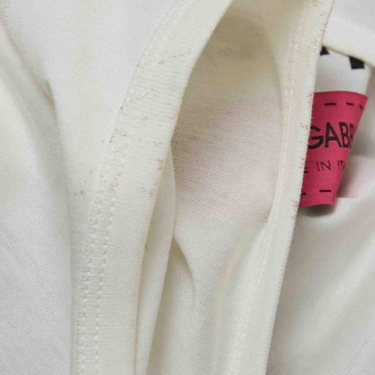Pre Owned Dolce & Gabbana White Printed Cotton Knit Tank Top M