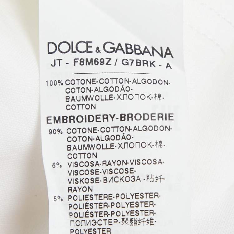 Pre Owned Dolce & Gabbana White Cotton Logo Embellished Detail Cap Sleeve T-Shirt S