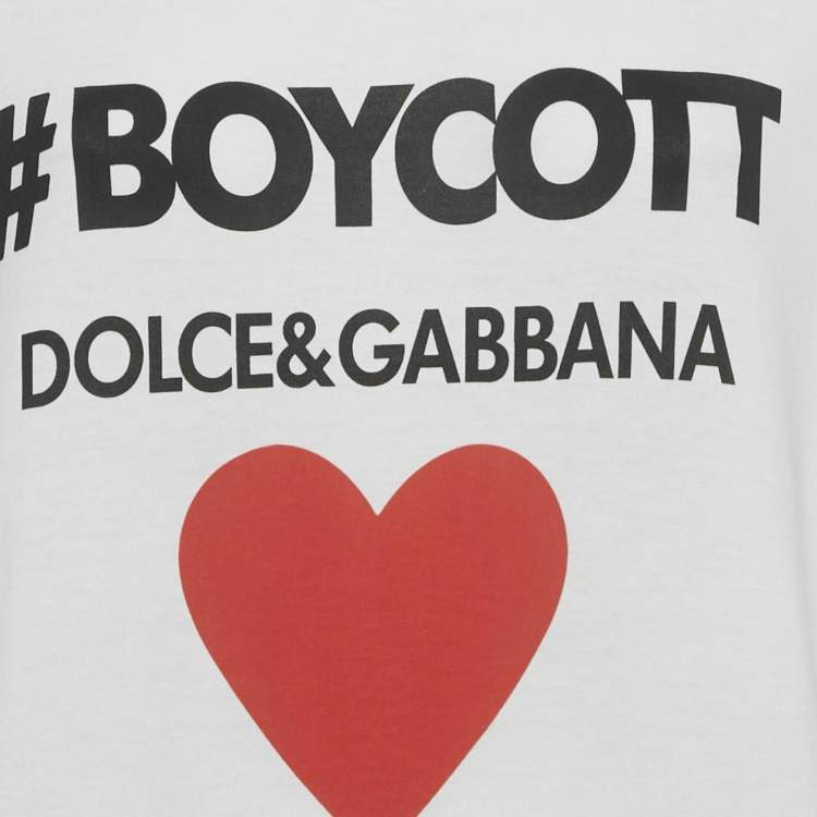 Pre Owned Dolce & Gabbana White Logo Boycott Cotton T-Shirt L