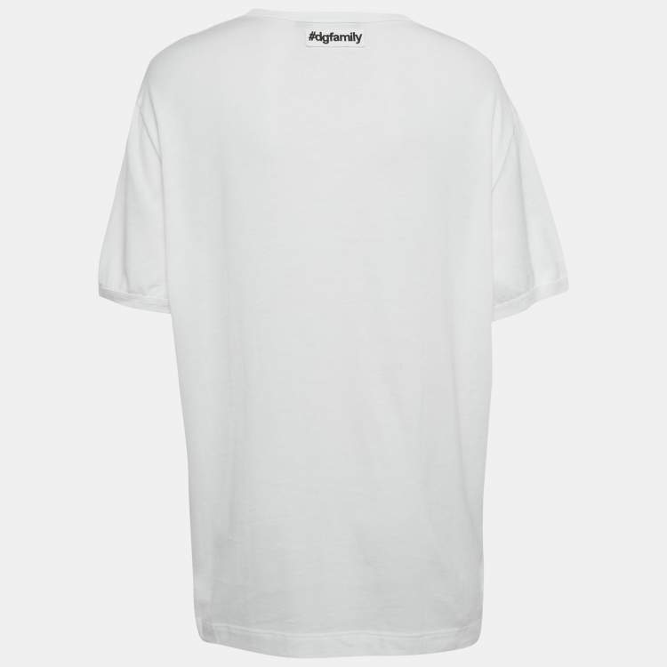 Pre Owned Dolce & Gabbana White Logo Boycott Cotton T-Shirt L