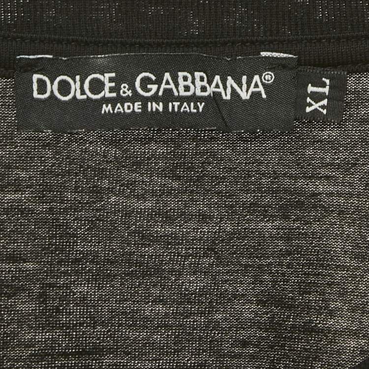 Pre Owned Dolce & Gabbana Black Logo Print Cotton Crewneck T-Shirt XL