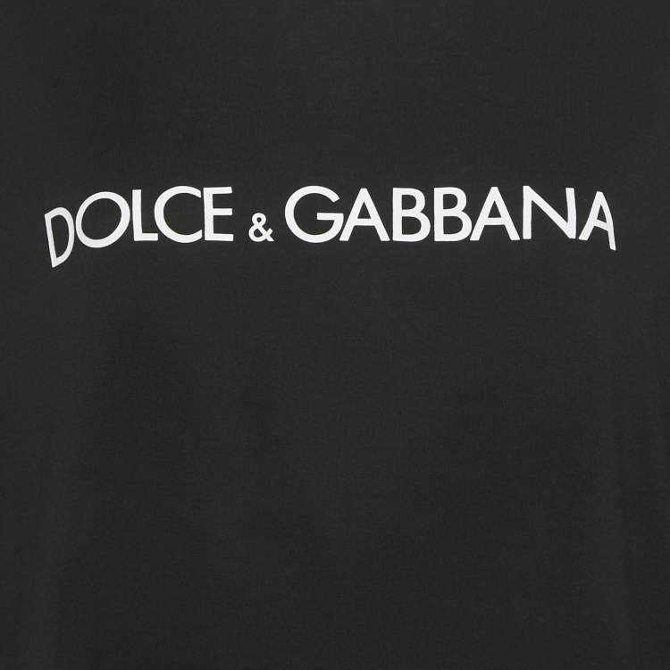 Pre Owned Dolce & Gabbana Black Logo Print Cotton Crewneck T-Shirt XL