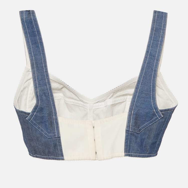 Pre Owned Dolce & Gabbana Blue Denim Bustier Top S