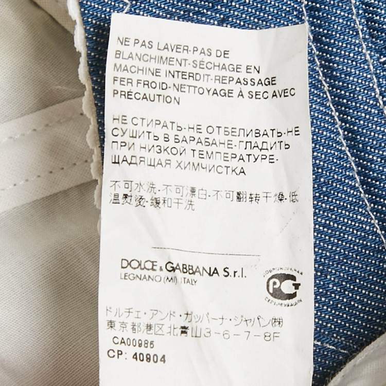 Pre Owned Dolce & Gabbana Blue Denim Bustier Top S