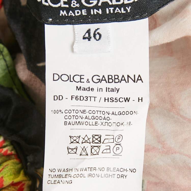 Pre Owned Dolce & Gabbana Multicolor Floral Print Cotton Tiered Midi Dress L