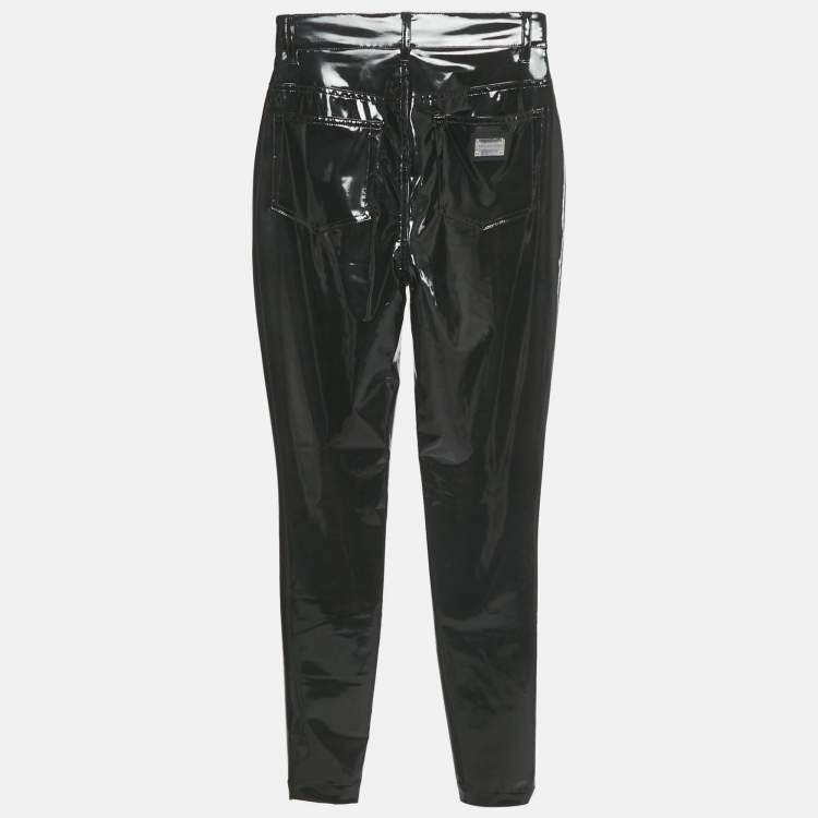 Pre Owned Dolce & Gabbana Black Synthetic Slim Fit Pants XS