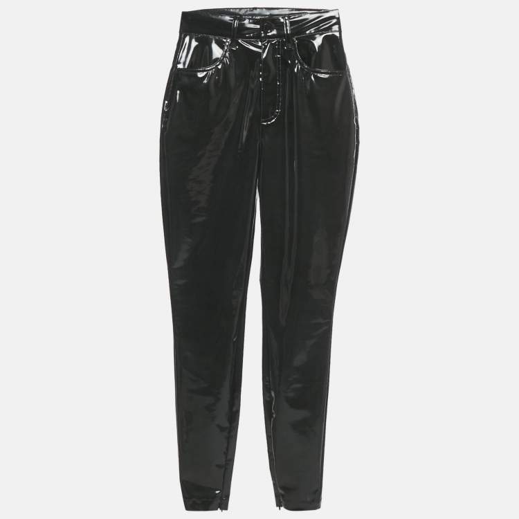Pre Owned Dolce & Gabbana Black Synthetic Slim Fit Pants XS