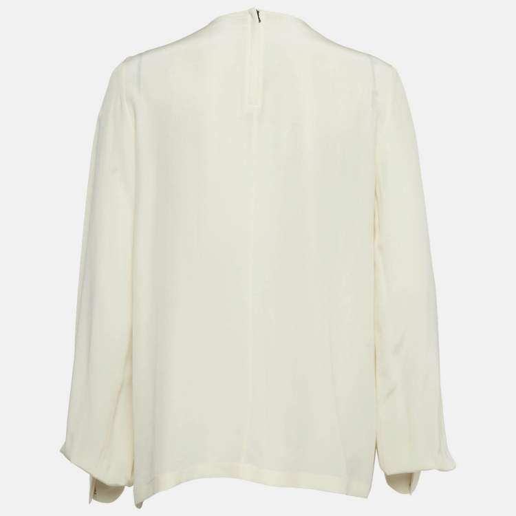 Pre Owned Dolce & Gabbana Cream Amore Silk Blouse M