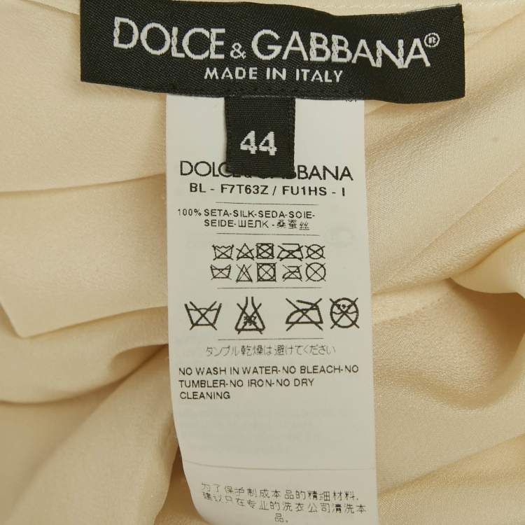 Pre Owned Dolce & Gabbana Cream Amore Silk Blouse M