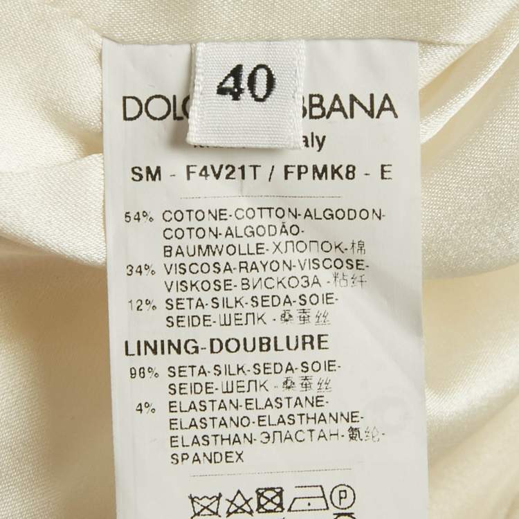 Pre Owned Dolce & Gabbana White Floral Print Cotton Blend Short Skirt S