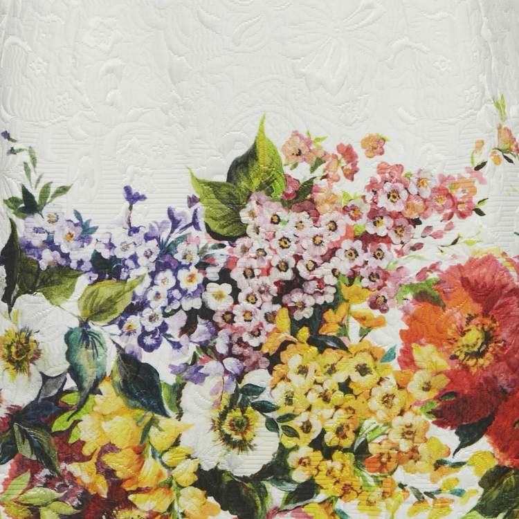 Pre Owned Dolce & Gabbana White Floral Print Cotton Blend Short Skirt S
