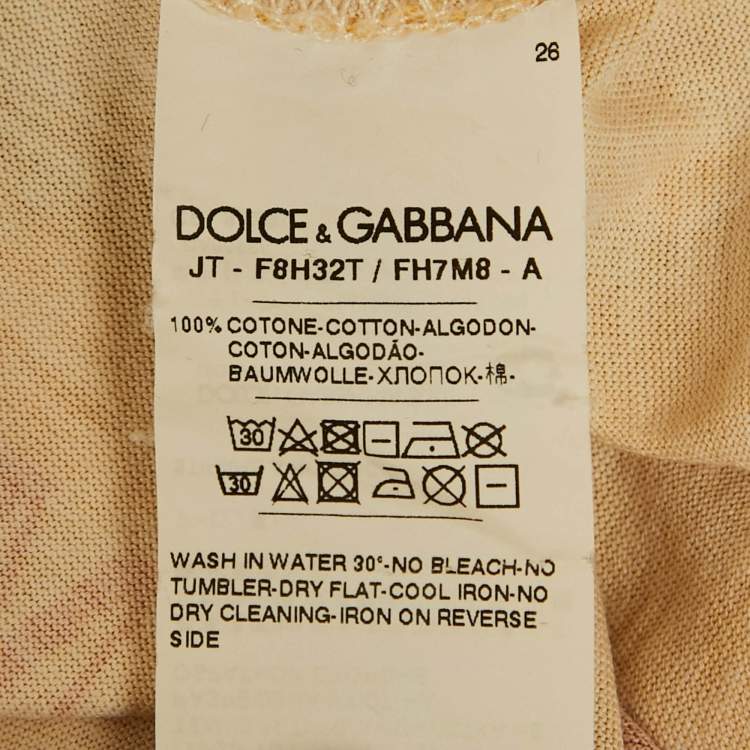 Pre Owned Dolce & Gabbana Yellow All The Lovers Logo Print Cotton T-Shirt S