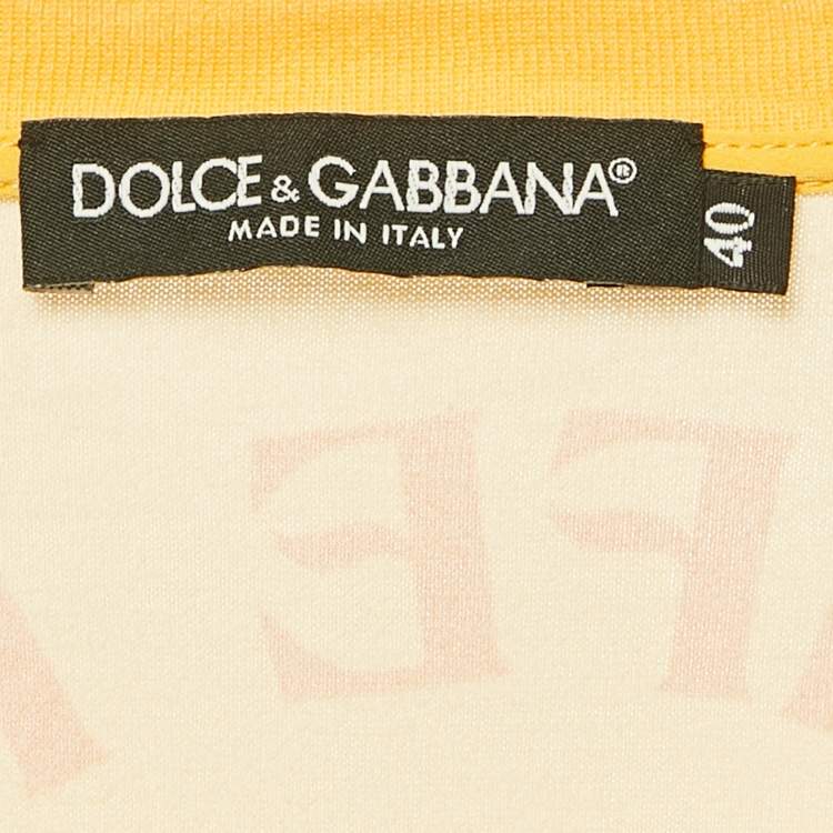 Pre Owned Dolce & Gabbana Yellow All The Lovers Logo Print Cotton T-Shirt S