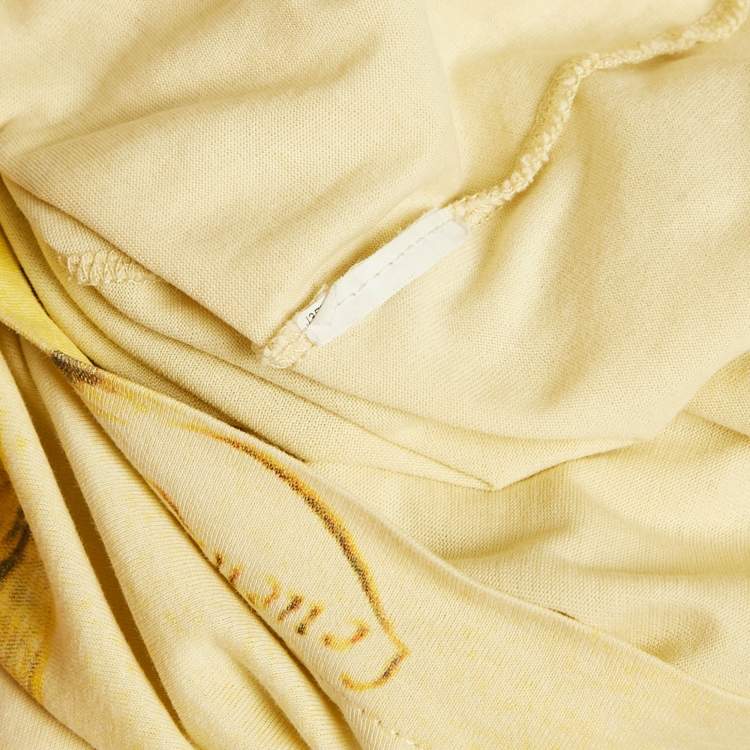 Pre Owned Dolce & Gabbana Yellow Printed Cotton Crew Neck T-Shirt S