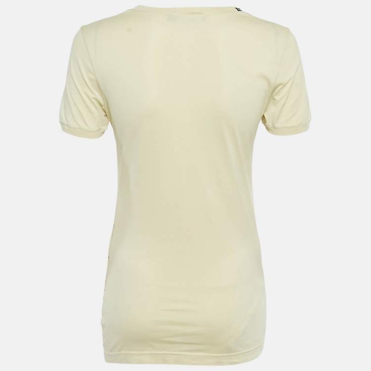 Pre Owned Dolce & Gabbana Yellow Printed Cotton Crew Neck T-Shirt S