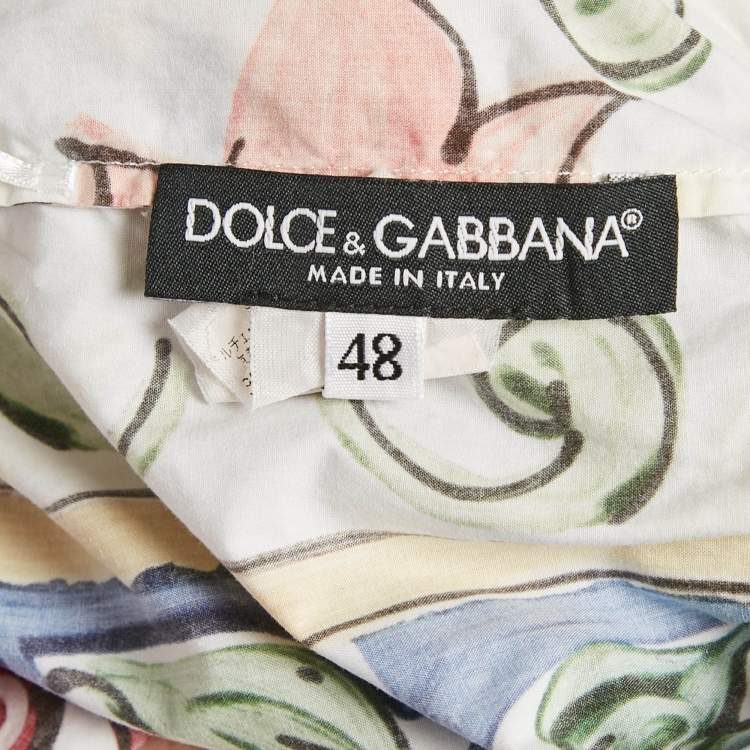 Pre Owned Dolce & Gabbana Multicolor Majolica Print Cotton Smocked Off -Shoulder Top L