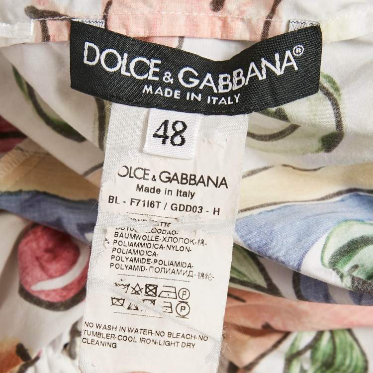 Pre Owned Dolce & Gabbana Multicolor Majolica Print Cotton Smocked Off -Shoulder Top L