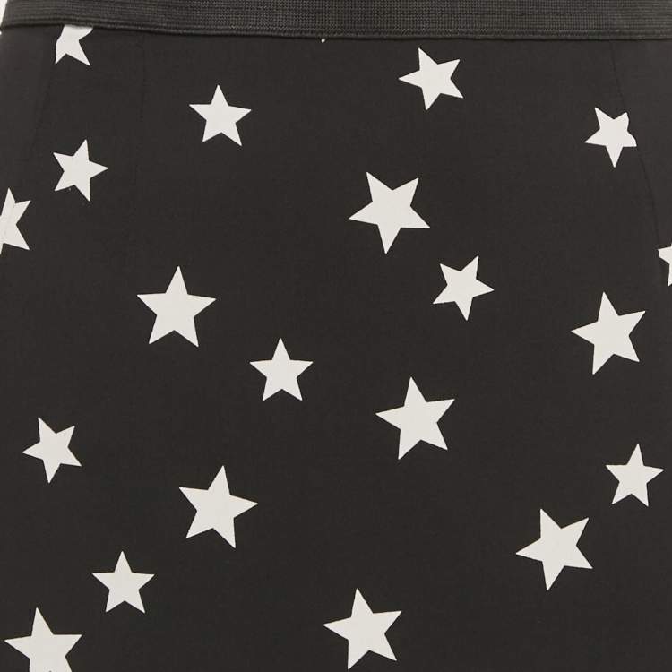 Pre Owned Dolce & Gabbana Black Star Print Silk Knee-Length Skirt M