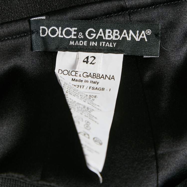 Pre Owned Dolce & Gabbana Black Star Print Silk Knee-Length Skirt M