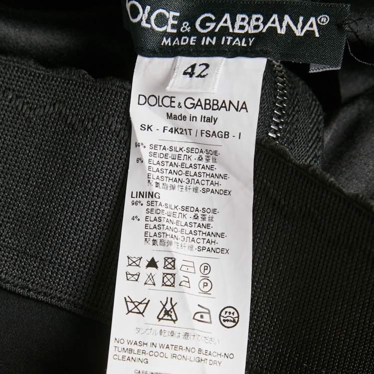 Pre Owned Dolce & Gabbana Black Star Print Silk Knee-Length Skirt M