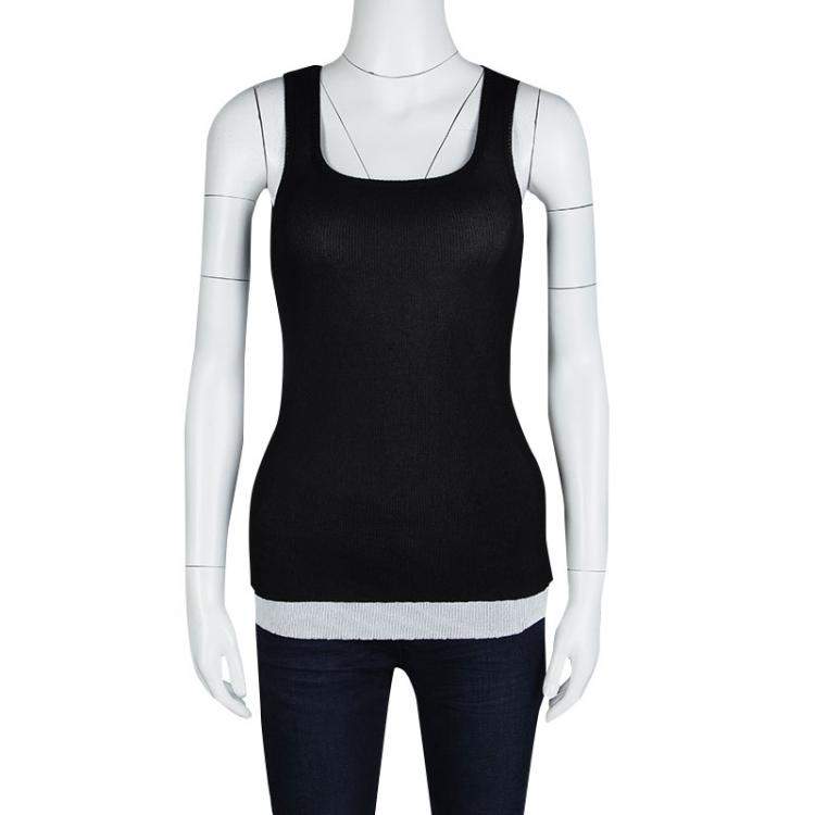 Pre Owned Dolce & Gabbana Monochrome Layered Rib Knit Sleeveless Tank Top M