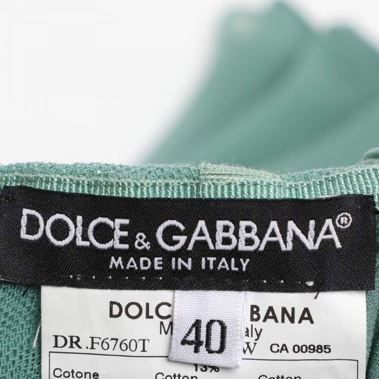 Pre Owned Dolce & Gabbana Green Pleated Chiffon Midi Dress S
