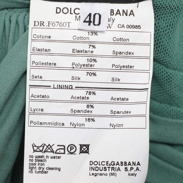 Pre Owned Dolce & Gabbana Green Pleated Chiffon Midi Dress S