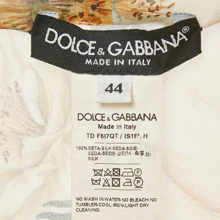 Pre Owned Dolce & Gabbana Multicolor Camellia Print Silk Kaftan Dress M