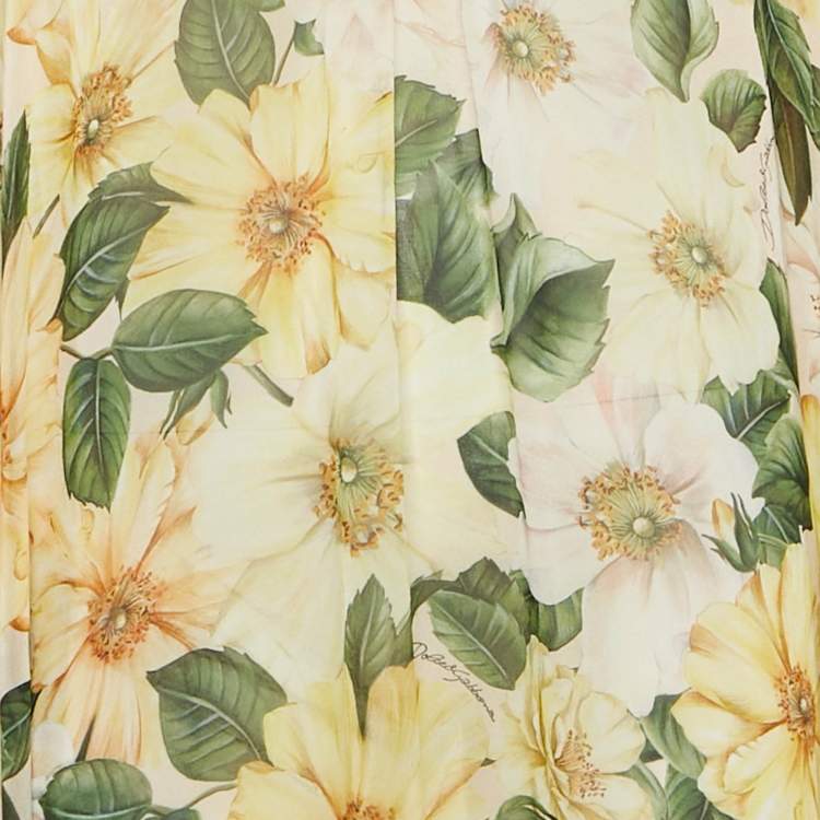 Pre Owned Dolce & Gabbana Multicolor Camellia Print Silk Kaftan Dress M