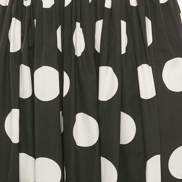 Pre Owned Dolce & Gabbana Black Polka Dot Cotton Maxi Dress XS