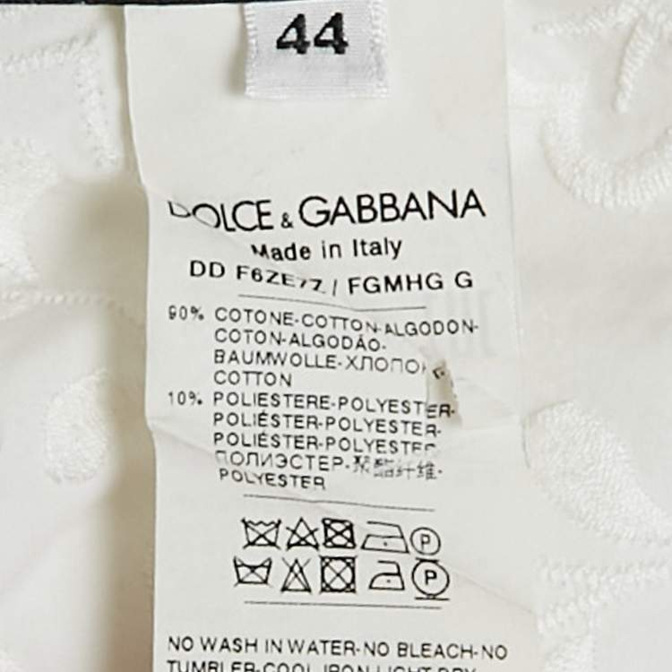 Pre Owned Dolce & Gabbana White Anglaise Broderie Cotton Mini Dress M